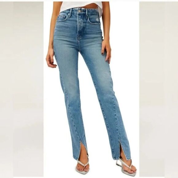 NEW Good American Good Classic Twisted Slit Split Ankle Denim Med Wash Size 8/29 - Picture 12 of 12